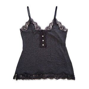 Victorias Secret Lace Trim Tank Top Size XS Gray Spaghetti Straps Y2K Style